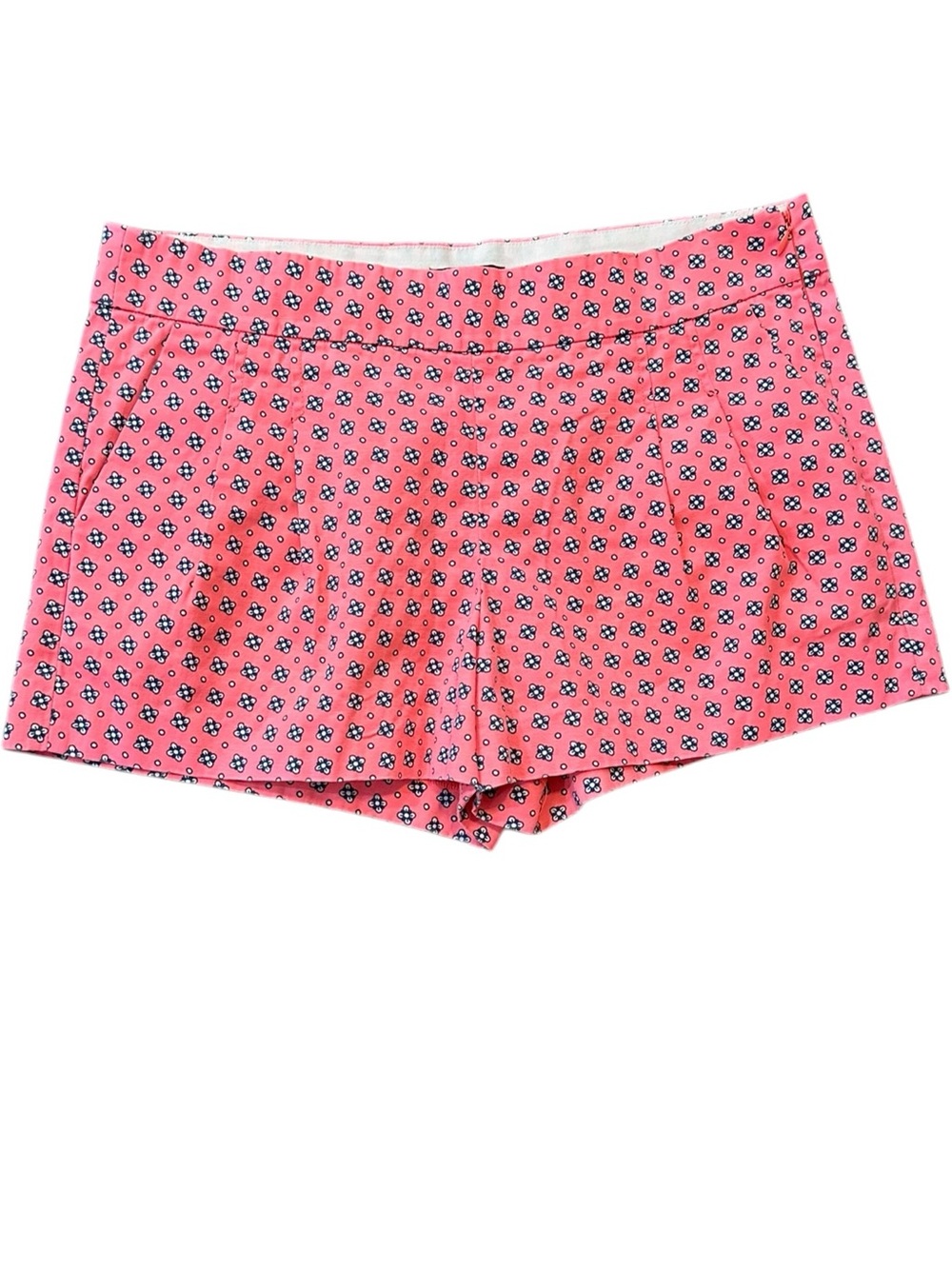 J. CREW bright salmon patterned pleated cotton blend stretchy shorts size 12